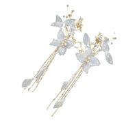 2 Pezzi Fermagli Chioma Donna in Stile Cinese Bianco, Lega | Bambina e Donna, Scenari Pageant e Engagements, Facili da Indossare, per Nuove Acconciature