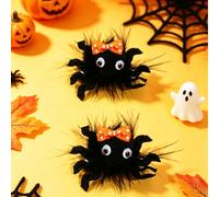 2 pezzi Fermagli per capelli a forma di ragno in poliestere nero & arancione per il Giorno dei Morti & Ognissanti, Accessori per capelli con molletta a coccodrillo per bambini, Carino regalo per le va