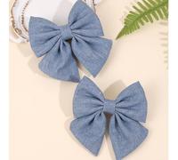 2 pezzi Fermagli per capelli blu, Fermagli per capelli a fiocco di colore solido con coda, Adatti per ragazze, Tutte le stagioni, Accessori per capelli per bambini e neonati 2 pezzi,2 pezzi blu navy,2
