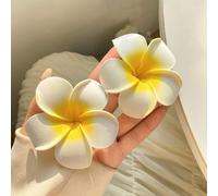 2 pezzi Fermagli per capelli con decorazione di fiori bianchi e gialli, stile boho per l'estate, accessori per capelli per donne, adatti per la scuola, il college, l'autunno e l'inverno, accessori per