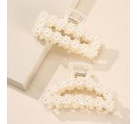 2 pezzi Fermagli per capelli con decorazione in perle finte, eleganti fermagli a pinza, accessori per capelli con perle, fiocchi per outfit autunno inverno, accessori per vacanze, outfit estivi da don