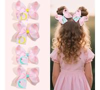2 pezzi Fermagli per capelli con fiocchi e ricami delle 26 lettere dell'alfabeto A-Z, accessori alla moda per bambine, regalo per feste, eventi scolastici e ricorrenze Animale,Colore unico,PiantePolie