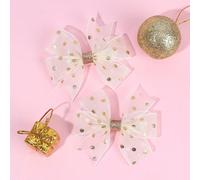 2 pezzi Fermagli per capelli con fiocco bianco, accessori per capelli con fiocco trasparente, decorazione per capelli alla moda, adatti come regali per feste per bambini PiantePoliestere