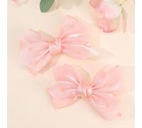2 pezzi Fermagli per capelli con fiocco in rete rosa, adatti per ragazze, motivo floreale, stile dolce principessa, fermagli a coccodrillo, accessori per capelli quotidiani, fermagli per capelli per b