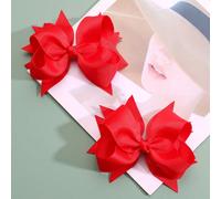 2 pezzi Fermagli per capelli con fiocco rosso, accessori per capelli con fermagli a coccodrillo in tessuto, decorazione per capelli alla moda, adatti come regali per feste per bambini Acciaio inossida