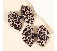 2 pezzi Fermagli per capelli con stampa leopardata, Fermagli per capelli alla moda con stampa leopardata, Fermagli per capelli con fiocco in nastro di raso, Adatti per accessori per capelli per feste 