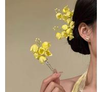 2 pezzi Fermagli per capelli eleganti e freschi a forma di fiore giallo, giglio della valle, adatti per uso quotidiano, casa, scuola, spiaggia, ufficio, festa, vacanza, compleanno, ritorno a scuola, C