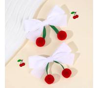 2 pezzi Fermagli per capelli in velluto bianco, fermagli per capelli con fiocco a forma di ciliegia e nappine, fermagli a cocca bianchi in alligatore, accessori per capelli come regalo, adatti per bim