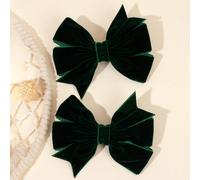 2 pezzi Fermagli per capelli in velluto verde scuro, adatti per ragazze, fermagli a cocca di colore solido, accessori per capelli autunnali/invernali, regalo di Capodanno, spille per capelli eleganti,