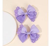 2 pezzi Fermagli per capelli viola, fiocco in raso, fermagli a coccodrillo con fiori e perle, accessori per capelli eleganti, fermagli per capelli a farfalla per ragazze, regalo per le vacanze, decora