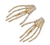 2 Pezzi Fermagli per Chioma Goth a Forma di Artiglio di Scheletro con Pietre Decorative Oro, Lega di Zinco, Comodi e Facili da Indossare per Cosplay e Halloween Stili multipli