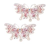 2 Pezzi Fermaglio Chioma Donna Rosa Cristalli, Molletta Elegante | Ferro e Lega di Rame, Due Pezzi Inclusi, Farfalle Decorative, per Foto e Nozze, Comforto