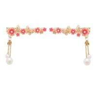 2 pezzi fermaglio for capelli con nappa di perle a forma di fiore da donna, fermaglio for capelli con ciondolo a forma di fiore rosa, fermaglio for capelli elegante retrò da donna, accessori for capel
