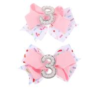 2 Pezzi Fermaglio per Chioma a Fiocco Rosa con Numeri, per Bambine | Tessuto, Acrilico e Perline Finte, Finitura Sognante e Brillante, per Chignon e Code, Scuola