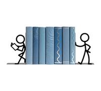 2 Pezzi Fermalibri Metallo Creativo Figura Astratta - Supporto Libri Nero Arte Decorazione per Mensole Biblioteca Ufficio Casa | Reggilibri Ferro Antiscivolo per Libri Pesanti Studio Soggiorno