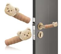 2 Pezzi Fermaporta Maniglia, Fermaporta, Paracolpi Porta, Copertine Protettive per Maniglia di Porta, Antishock e Antistatiche, Adatte per Maniglie Porta 20-25mm(Sinistro/Destro, Design Orsetto)