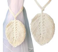 2 Pezzi fermatenda boho per tende in cotone, fermatende per tende in cotone, embrasse per tende, colore bianco, per camera da letto, soggiorno, studio, sala da pranzo, bagno, ufficio