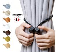 2 pezzi Fermatende magnetici, realizzati in corda di torsione più spessa e magneti forti, per fermare le tende 2 pezzi d'oro,2 pezzi bianchi,2 pezzi grigi,2 pezzi color champagne,2 pezzi beige,2 pezzi