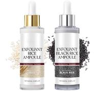2 pezzi Fiala di riso Duo, Black Rice Ampoule White Rice Peeling, Riso bianco e nero come esfoliante, apertura dei pori, peeling delicato, rimozione dei punti neri (100ML)