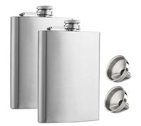 2 Pezzi Fiaschetta con Imbuto, 8oz Fiaschetta Whisky in Acciaio Inox 304, Fiaschetta Portatile per Liquori e Alcolici Vari