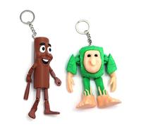 2 Pezzi Figura Decorativa Tung Tung Sahur Portachiavi, Italian Brainrot Figure Portachiavi, Figurine Animali Brainrot Uniche, Materiale PLA, Chiavistello In Acciaio Inox, per Collezione, Decorazione