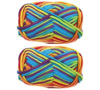 2 Pezzi Filato Arcobaleno, Cotone Nylon Morbido | Facile da Lavorare, Lunga Durata, per Principianti e Genitori, Finitura Lucida, Uso Creativo