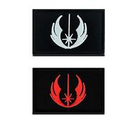 2 Pezzi Film Ordine Jedi Cavaliere Jedi Gancio e Anello Ricamato Toppa Patch per Cappotto Cappellini Zaino Viaggio Spalla Cyclist Viaggi All'esterno Tattico Militare Raccolta