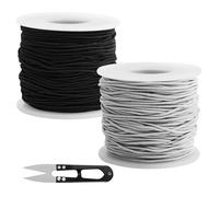 2 pezzi Filo Elastico per Braccialetti Resistente, Elastico per Braccialetti, con ago aperto,resistente agli strappi per fai da te e collane, filo di perle.(Nero, Bianco)