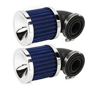 2 Pezzi Filtri dell'Aria per Moto, Filtro per Presa Aria con Piega Ad Angolo di 90° per Ugello Carburatore da 28-48mm Ciclomotore Scooter ATV Dirt Bike(Blu)