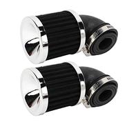 2 Pezzi Filtri dell'Aria per Moto, Filtro per Presa Aria con Piega Ad Angolo di 90° per Ugello Carburatore da 28-48mm Ciclomotore Scooter ATV Dirt Bike(Nero)