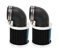 2 Pezzi Filtro Aria Moto Piega Ad Angolo di 90 Gradi Pulitore di Aspirazione Aria per Carburatore Ugello Ciclomotore Scooter ATV Dirt Bike (Argento Nero)