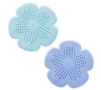 2 Pezzi Filtro per Lavello in Silicone, Universali Protezioni per Scarico Cucina, Coperchi di Scarico per Doccia, Filtro per Capelli a Forma Fiore Con Ventosa, Per Cucina, Vasca e Bagno (Verde e Blu)