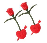 2 Pezzi Filtro Tè a Forma di Rosa in Silicone Rosso per Tè Sfuso | Silicone Alimentare Inodore, Non Modifica il Gusto, per Momenti di Relax in Ufficio e Casa, Riutilizzabile