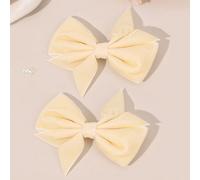 2 pezzi Fiocchi di velluto beige per capelli per ragazze, fermagli per capelli con fiocco di colore solido, adatti per l'autunno e l'inverno, per uso quotidiano, fermagli a coccodrillo semplici, ferma