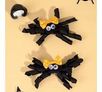 2 pezzi Fiocchi per capelli a riccio di Ognissanti per ragazze, fiocchi a riccio carini a forma di ragno, con fermagli a coccodrillo in nastro gros grain, accessori per capelli per costume e cosplay, 
