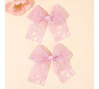 2 pezzi Fiocchi per capelli in pizzo per ragazze, fermagli per capelli con ricamo floreale rosa per primavera estate, eleganti fermagli per capelli per matrimonio e feste, fermagli per capelli da fata