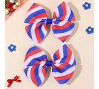 2 pezzi Fiocchi per capelli rosso bianco blu per ragazze, fermagli per capelli a forma di bandiera americana, per il Giorno della Memoria, molletta a coccodrillo semplici, barrette per il Giorno dell'