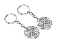2 pezzi fiore della vita portachiavi set per le signore uomini donne ragazze, in acciaio inox Mandala cerchio rotondo Yoga ciondolo portachiavi per buona fortuna regalo per mamma donna uomo compleanno