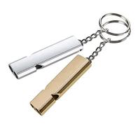 2 Pezzi Fischietto Emergenza, XCOZU Dorato d'Argento Fischietto Forte Fischietto in Metallo, Fischietto Alluminio Fischietto Doppio Portachiavi Fischio di Sopravvivenza Fischietti Emergenza