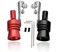 2 Pezzi Fischietto Marmitta Auto, Turbo sound Auto Universale Allumini Silenziatore Fischietto Turbo Whistle Fischio del Suono Turbo di Scarico, L, Nero + Rosso