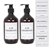 2 Pezzi Flaconi Dosatori Vuoti in Plastica, 500ml Distributori Di Sapone, Bottiglie Vuote Ricaricabili Per Shampoo Con Pompa, Per Shampoo Lozioni Bagno Cucina, Con 12 Etichette, Marrone