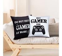 2 Pezzi Fodera per Cuscino da Gioco Federe del Giocatore Copricuscini Divertenti Federe in Bianco e Nero per Feste a Tema di Videogiochi Fan Decorazioni Natalizie (40 x 40 cm)