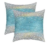 2 Pezzi Fodere Per Cuscini Elegante Federa Cuscino Confortevole Copricuscini Per Casa Letto Arredo 45X45Cm Sedia Con Glitter Blu Argento (Senza Glitter E Paillettes).