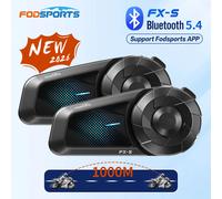 2 pezzi Fodsports FX-S Moto Interfono Bluetooth Casco Cuffia Wireless Moto Interphone, 1000M,BT5.4,Supporta l'app.