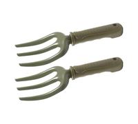 2 Pezzi Forca da Giardinaggio a Tre Denti in Ferro e Pe, Verde | Strumento Manuale per Orto e Giardino, Presa Antiscivolo, Riduce Fatica di Mano e Polso, per Fiori e Verdure