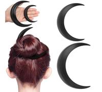 2 pezzi Forcella per capelli luna, bastoncini per capelli Fermaglio per capelli luna Sailor Crescent Moon Accessori per capelli Forcina portatile per capelli Strumento per lo (Nero)