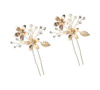 2 Pezzi Forcina a U Fiore a Cinque Petali per Sposa Donne Oro | Lega di Zinco, Facile da Indossare, Elegante e Pratica, per Matrimonio e Fotografia