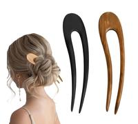 2 Pezzi Forcina per Capelli A Forma di U, 15.5 cm Semplice Fermaglio per Capelli in legno, Fermagli in Stile Francese, Punte Perni di Chignon Updo per Ragazze Donne Bun Capelli Styling Accessori
