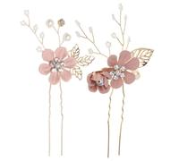 2 Pezzi Forcine Chioma da Sposa a U, Eleganti, Rosa, Coppia | Stile Classico e Raffinato, Facili da Indossare, per Veli Nuziali e Ciocche Laterali