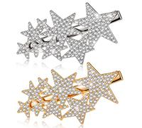 2 Pezzi Forcine per Capelli con Stella a Cinque Punte Mollette per Capelli Antiscivoli Accessori Fermagli con Stella Vintage Clip a Becco d'Anatra in Metallo per Donne, Oro e Argento